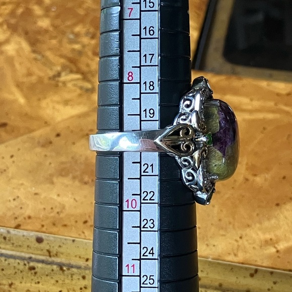 Tasmanian Stichtite Chrome Diopside Sterling Silver Cocktail Ring - Picture 10 of 11